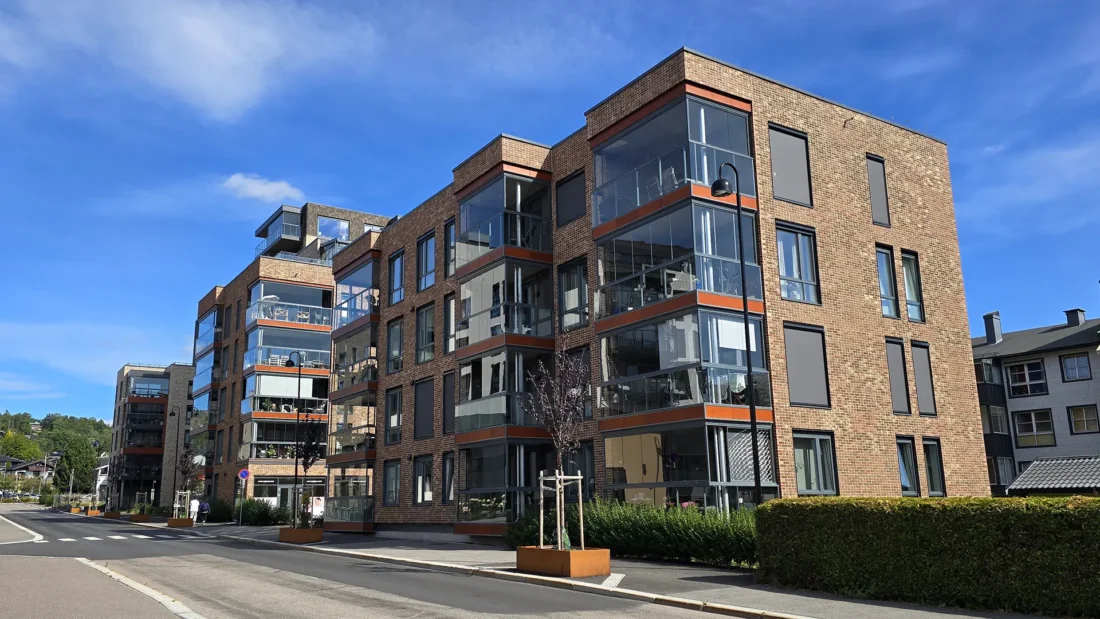 Nybyen i sandefjord kledd med stofix teglfasadesystem